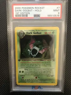 2000 Pokemon Team Rocket 1st Edition #7 Dark Golbat - Holo PSA 9 MINT - Image 1