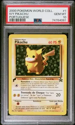 PSA 10 Ivy Pikachu Pokemon World Collection 2000 Black Star Promo Portuguese - Image 1