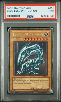 2002 YU-GI-OH! STARTER DECK: KAIBA #001 BLUE-EYES WHITE DRAGON PSA 1 - Image 1
