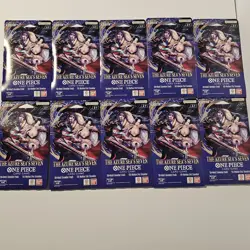10 x One Piece OP14 - THE AZURE SEA’S SEVEN - Sleeved Blister Booster Packs Lot - Image 1