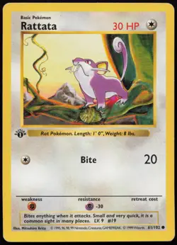 Rattata [1st Edition] #61 Base Set Pokemon Card - Image 1