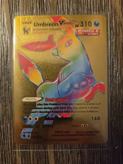 Pokemon Umbreon VMAX GOLD Foil Fan Art Collector Card - 310 HP - Image 1