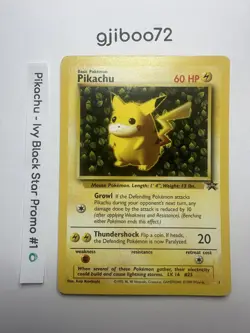 Pokemon IVY Pikachu Black Star 1 - League Promo Exclusive WotC - 1999 Card - Image 1