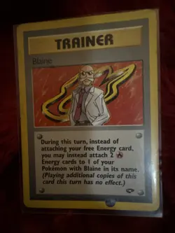 Pokemon Trainer Blaine 100/132 Gym Challenge Regular Rare Card Played - Image 2