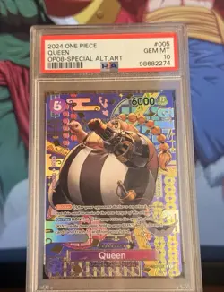 Bandai One Piece CCG Queen OP08-Special Alt.Art Holo Special PSA 10 Card #005 - Image 1