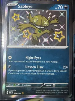 Pokemon TCG - Sableye 184/091 - Holo Shiny Rare - Paldean Fates Card - NM - Image 1