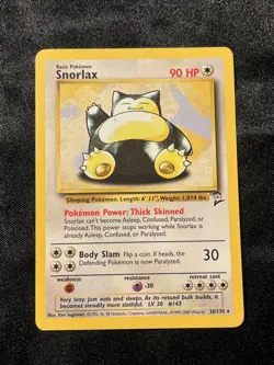 Pokemon TCG Snorlax Card 30/130 Regular Non-Holo Base Set 2 Rare LP - Image 1