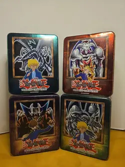 Yu-Gi-Oh 2002 tins (empty). Set Of 4! Vintage Lot! METAL TRADING CARD BOXES READ - Image 1