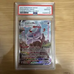 Espeon Vmax PSA 10 Fusion Strike Alt Art Pokemon Card 270/264 Full Art 2021 FA - Image 1