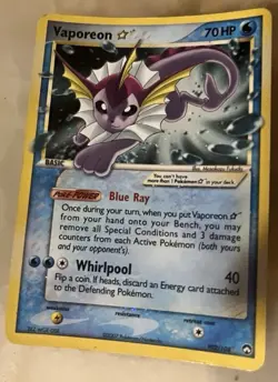Vaporeon Gold Star 102/108 Power Keepers Ultra Rare Holo Card - Image 3