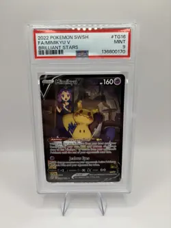 Pokemon TCG Mimikyu v Holo Ultra Rare Card TG16/TG30 Brilliant Stars PSA 9 - Image 1