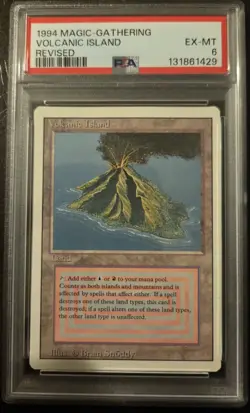 1994 MTG Magic: The Gathering VOLCANIC ISLAND Revised PSA 6 EX-MT - Image 1