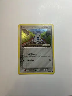 Pokemon TCG Aron 48/92 Reverse Holo Bleed Stamped EX Legend Maker - Image 1