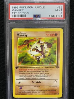 1999 Pokemon Jungle 1st Edition Mankey 55/64 PSA 9 Mint - Image 1
