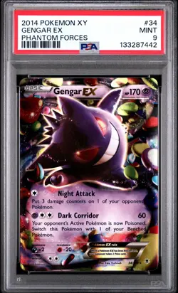 2014 Pokemon XY Phantom Forces 34/119 Gengar Rare Holo Ex PSA 9 - Image 1