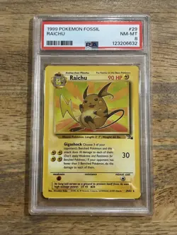 GRADED PSA 8 1999 Pokemon Fossil Raichu #29 - Image 1