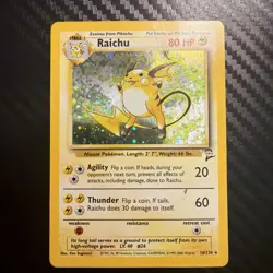 Pokemon TCG Raichu Holo Rare 14/130 Base Set 2 WOTC 2000 Vintage MP - Image 1
