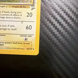 Pokemon TCG Raichu Holo Rare 14/130 Base Set 2 WOTC 2000 Vintage MP - Image 4