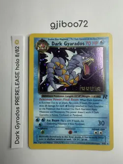 Pokemon Dark Gyarados 8/82 WotC Team Rocket Prerelease Holo Rare Promo NM - Image 1