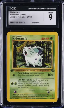 1999 POKEMON JUNGLE - 1ST ED #57/64 NIDORAN CGC 9 - Image 1