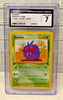 1999 Pokemon Jungle #63 Venonat 1st Edition CGC 7 NM 63/64 - Image 1