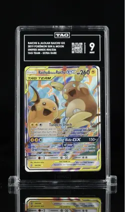 Pokemon TCG Raichu Alolan Raichu GX Ultra Rare Unified Minds 54/236 TAG 9 Mint - Image 1