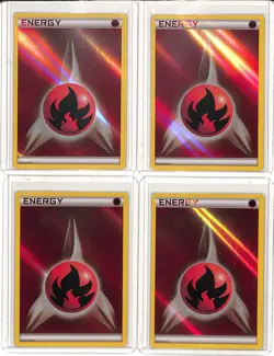 (4) Lot 2019 Pokemon Sun & Moon Hidden Fates Fire Energy Reverse Foil - Image 1