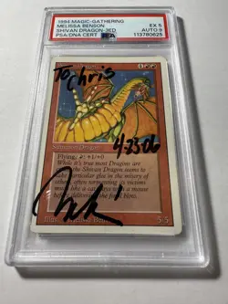 MTG Melissa Benson Signed Shivan Dragon Revised PSA 5 EX Card PSA 9 Auto - Image 1