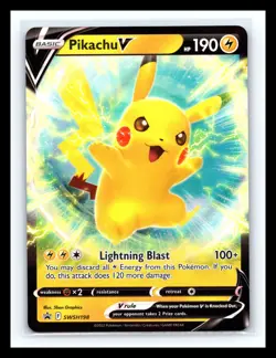 💥 Pikachu V SWSH198 Sword & Shield Pokemon TCG Black Star Promo Holo Card - Image 1