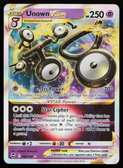 Unown VSTAR 066/195 Ultra Rare SWSH12: Silver Tempest Pokemon Card - Image 1
