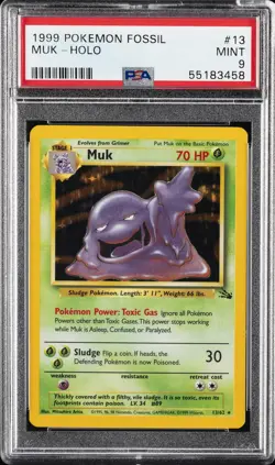1999 POKEMON FOSSIL #13 MUK-HOLO PSA 9 - Image 1