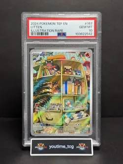 2024 Pokemon Tef En-Temporal Forces Illustration Rare Litten #167 PSA 10 - Image 1