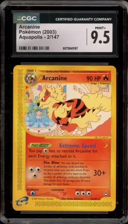 Pokemon Arcanine Aquapolis NON Holo Rare #2 CGC 9.5 - Image 1