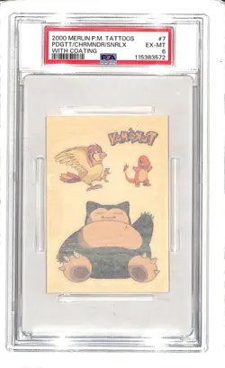 2000 Merlin Pokemon Tattoos Charmander Pidgeotto Snorlax #7 PSA 6 EX-MT - Image 1