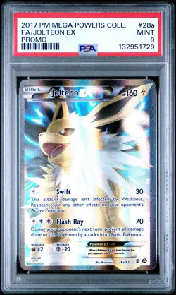 2017 POKEMON MEGA POWERS COLL PROMO #28A FULL ART/JOLTEON EX PSA 9 - Image 1