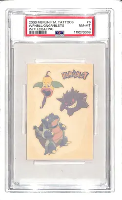 2000 Merlin Pokemon Tattoos Blastoise Gengar Weepinbell #6 PSA 8 NM-MT - Image 1