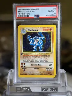 1999 POKEMON BASE SET 1ST EDITION #8 MACHAMP-HOLO PSA 8 NM-MT - Image 1