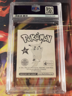 Pokemon 1999 Alakazam #219 Merlin Sticker PSA 9 Mint - Image 2