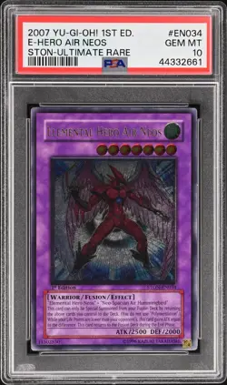 Elemental Hero Air Neos STON-EN034 1st Edition Ultimate Rare Yugioh PSA 10 *661 - Image 1