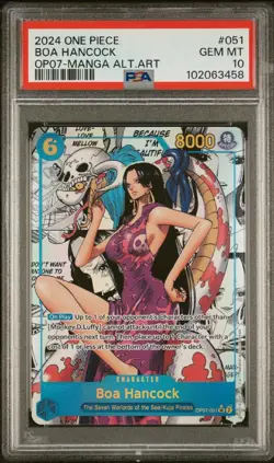 One Piece TCG OP07-051 SR Boa Hancock Manga Art PSA 10 English - Image 2