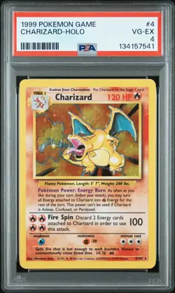 1999 POKEMON BASE SET UNLIMITED #4 CHARIZARD-HOLO PSA 4 - Image 1
