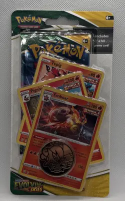 Evolving Skies 2021 Pokemon TCG Checklane Blister Booster Pack Emboar Holo Promo - Image 1