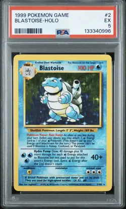 1999 POKEMON BASE SET UNLIMITED #2 BLASTOISE-HOLO PSA 5 - Image 1