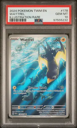 2024 POKEMON TWM EN-TWILIGHT MASQUERADE ILLUSTRATION RARE #178 WATTREL PSA 10 - Image 1