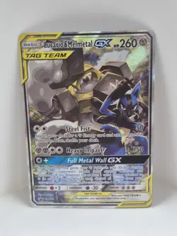 Pokemon TCG Lucario & Melmetal GX SM192 Black Star Promo Full Art Tag Team LP - Image 1