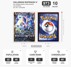 2021 Pokemon Chilling Reign 168/198 Galarian Rapidash V Alt Art UR TAG 10 (973) - Image 4