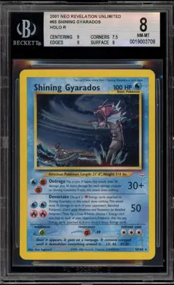 Pokemon Shining Gyarados Neo Revelation Unlimited Holo Secret Rare #65 BGS 8 - Image 1