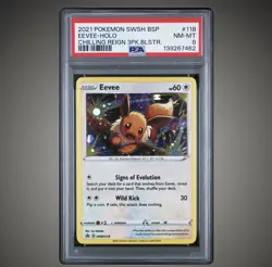 2021 Pokemon Chilling Reign 3 Pack Blister Eevee Holo Promo Psa 8 - Image 1