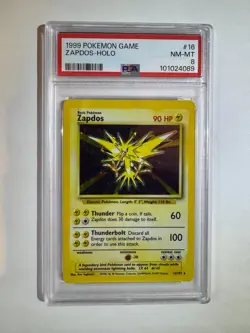 Zapdos 16/102 Base Set Holo (1999) Pokemon TCG PSA Grade 8 - Image 1