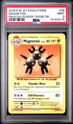 2016 POKEMON XY EVOLUTIONS 38 MAGNETON PIKACHU POWER THEME DECK PSA 9 - Image 1